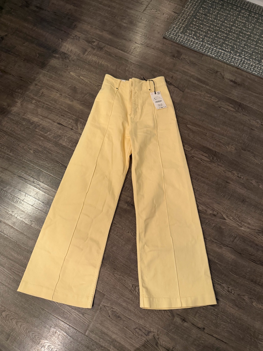 Zara yellow wide leg jeans